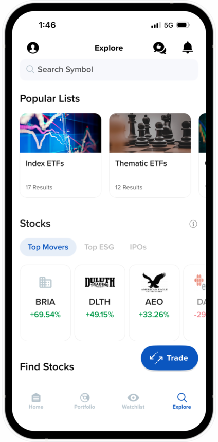 GlobalTrader Explore Tab