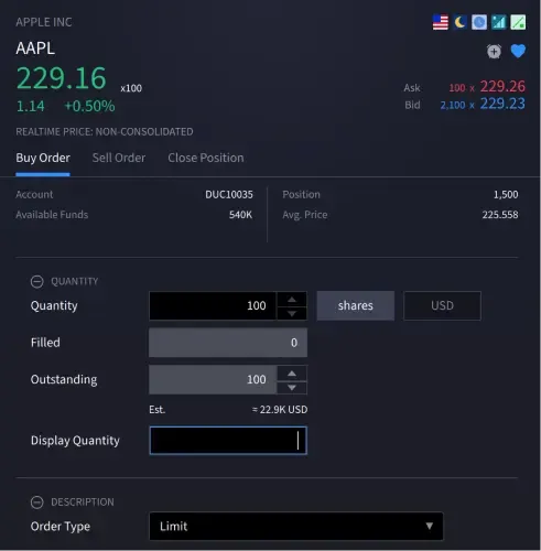 Orden de la cartera en IBKR Desktop